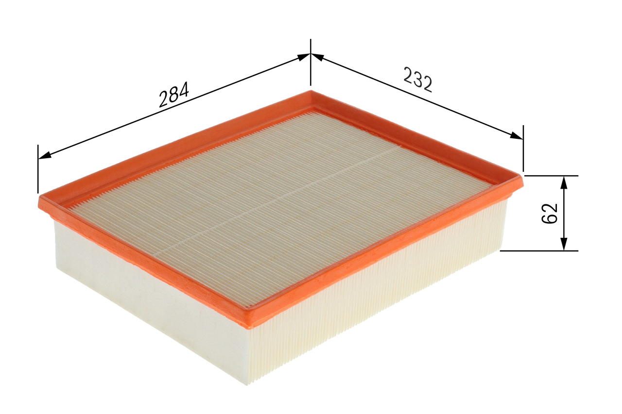 BOSCH Luftfilter f026400556 Filterindsats length_mm_203|Længde [mm]|284 width_mm_206|Bredde [mm]|232 height_mm_209|Højde [mm]|58 58mm for VW