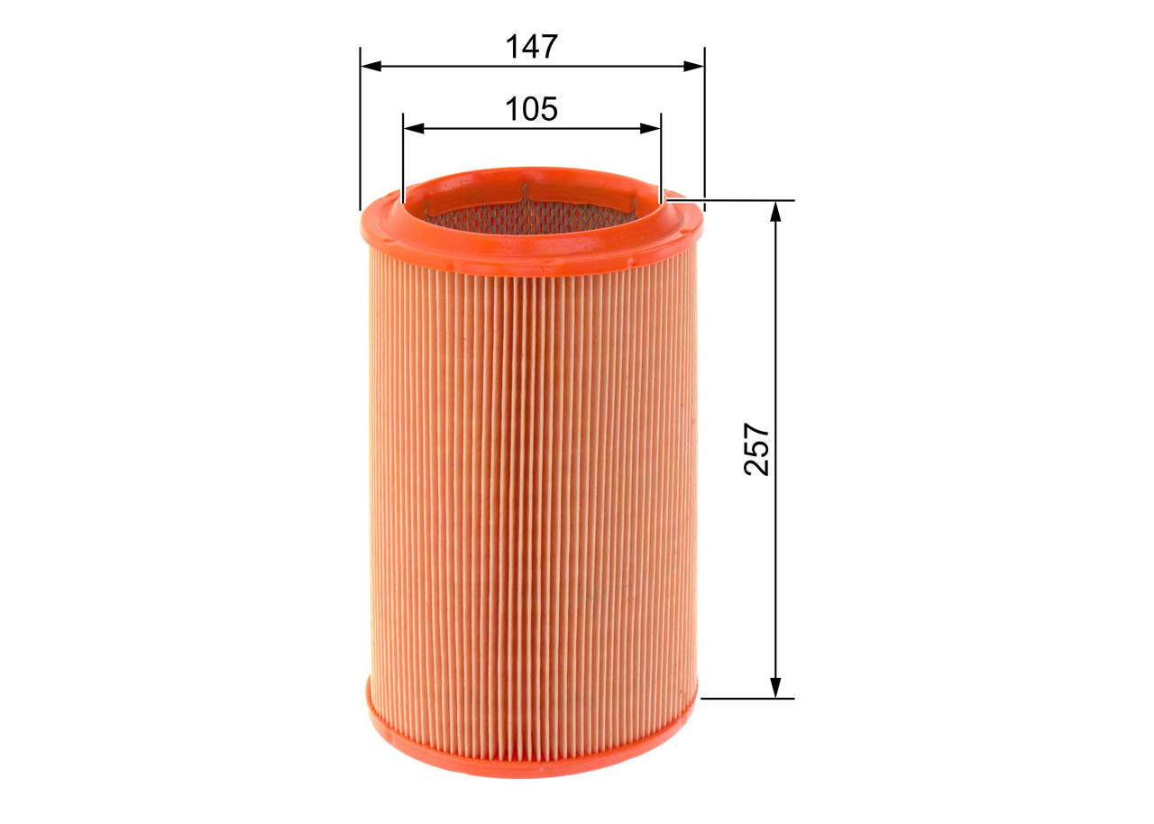 BOSCH Luftfilter 1457433791 Filterindsats outer_diameter_mm_497|Yderdiameter [mm]|147 diameter_1_mm_341|Diameter 1 [mm]|104,5 height_mm_209|Højde [mm]