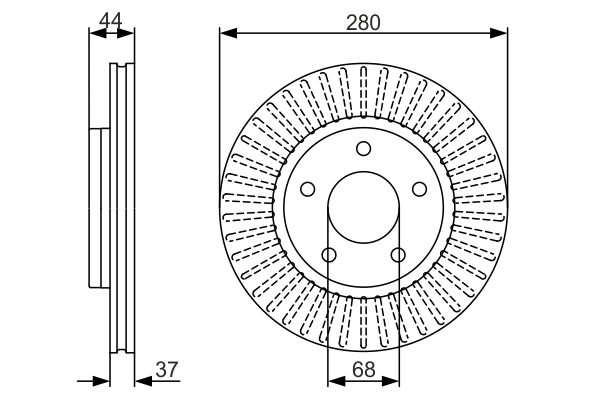 BOSCH Bremseskive 0986479a28 ventileret 280mm 24mm for NISSAN