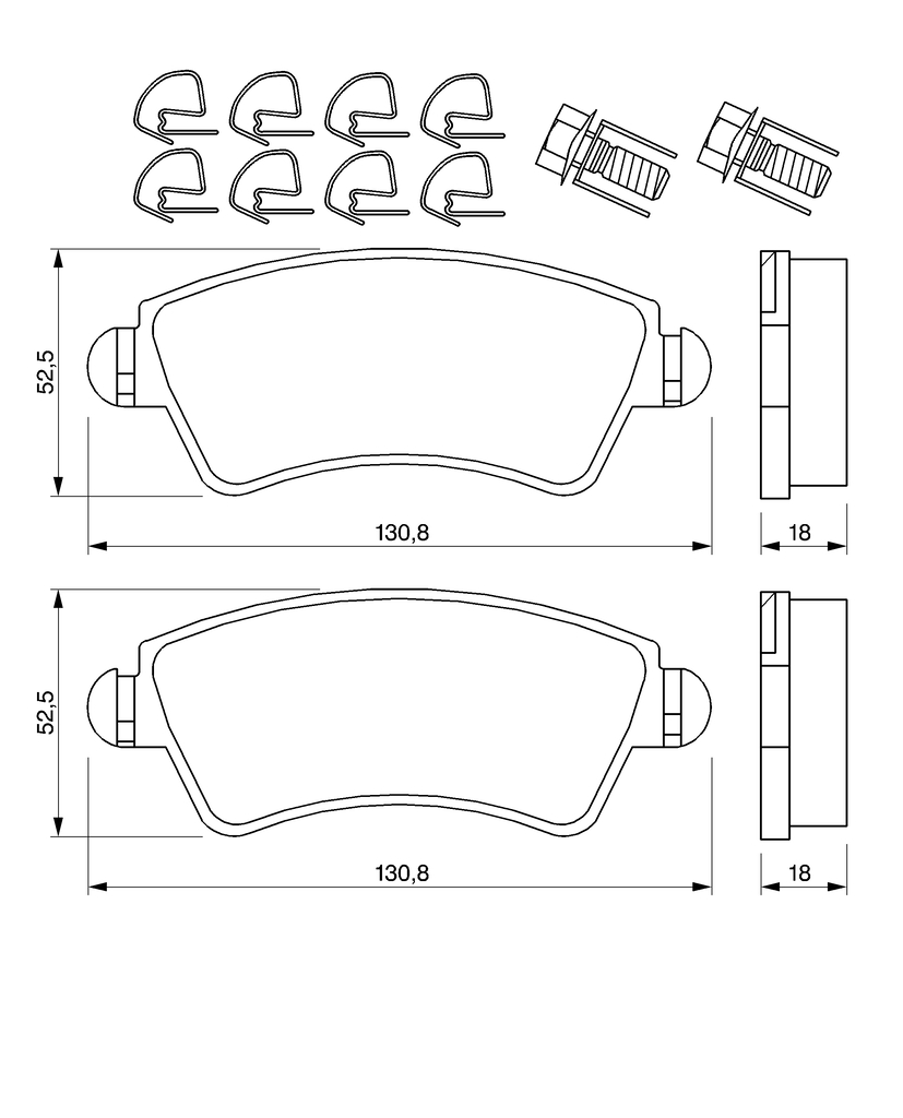 BOSCH Bremseklodser 0986424801 for PEUGEOT