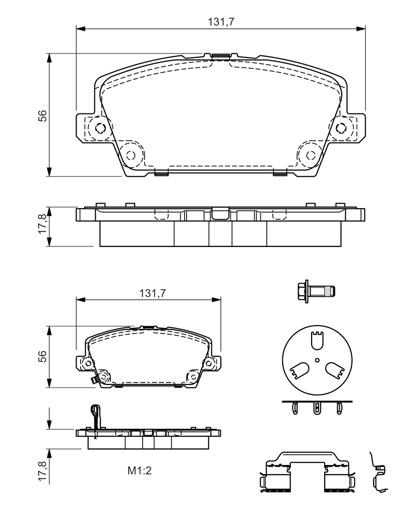 BOSCH Bremseklodser 0 986 494 611 for HONDA