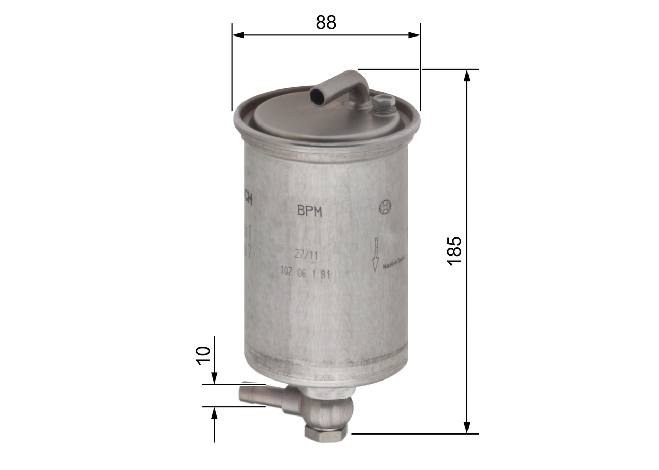 BOSCH Brændstof-filter 0450906431 Lednings 184,5mm for AUDI VW