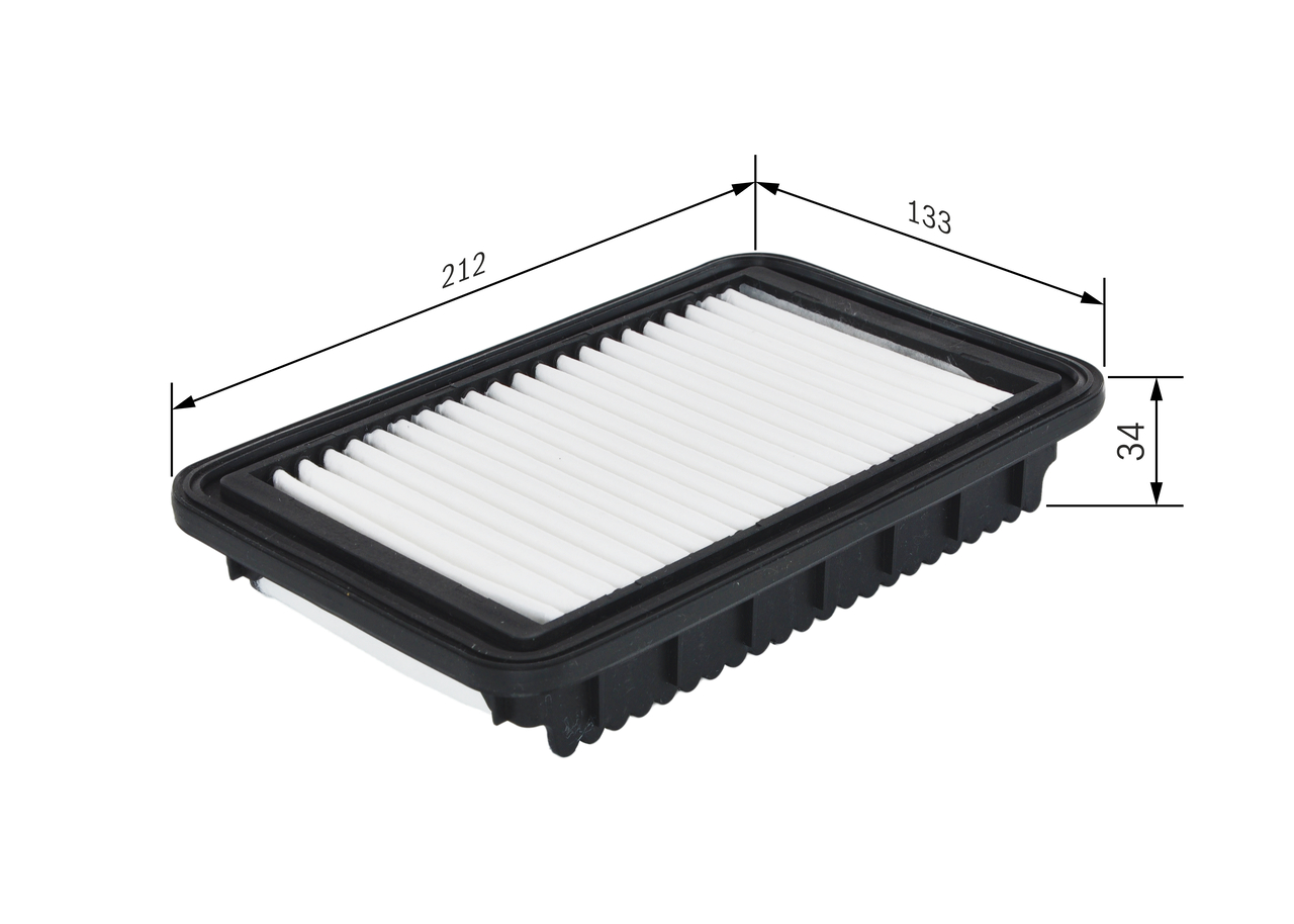 BOSCH Luftfilter f026400291 Filterindsats length_mm_203|Længde [mm]|214 width_mm_206|Bredde [mm]|133 height_mm_209|Højde [mm]|35 35mm for KIA