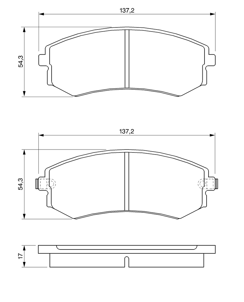 BOSCH Bremseklodser 0986424215 for NISSAN DAEWOO SSANGYONG HYUNDAI KIA