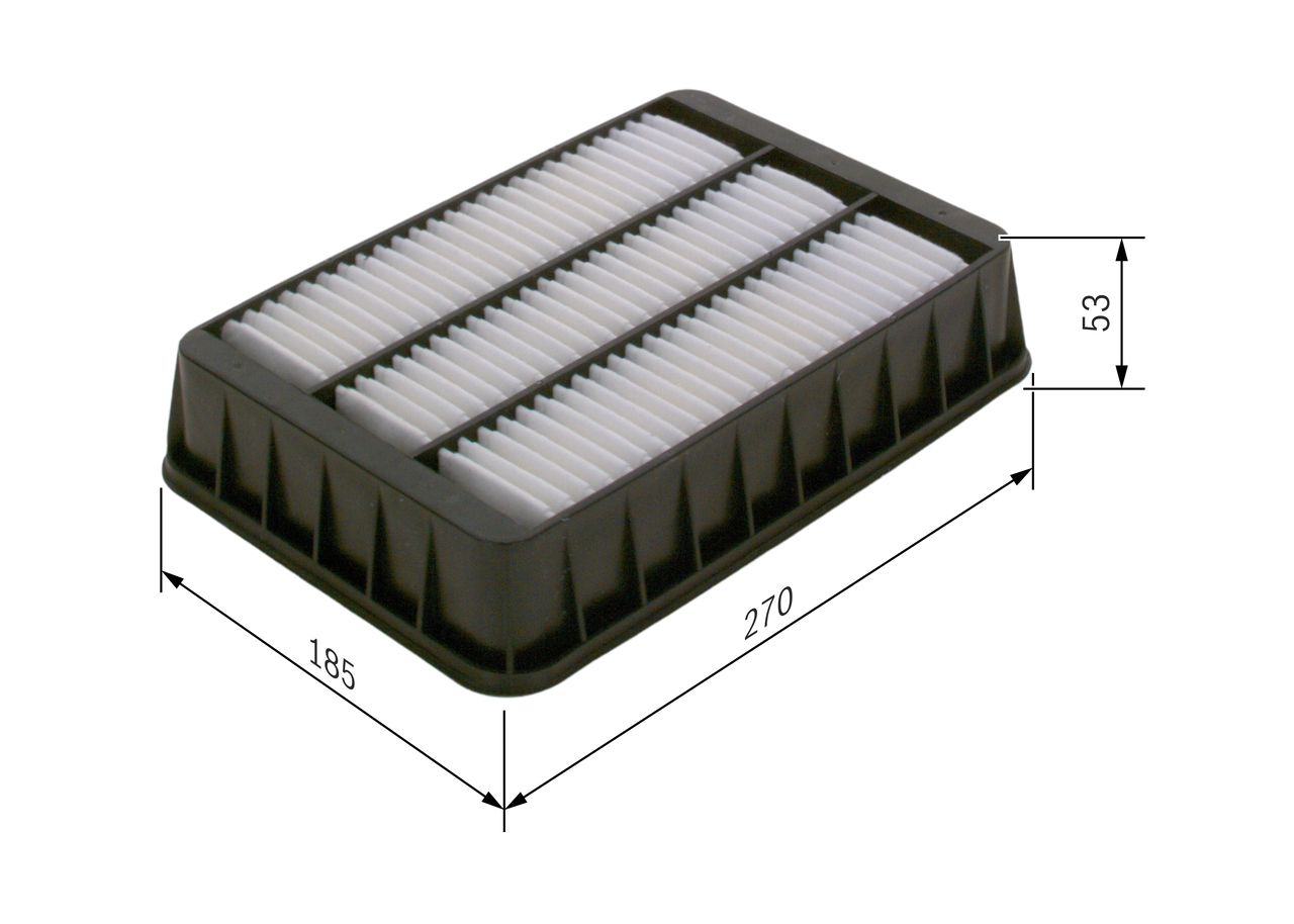 BOSCH Luftfilter f026400200 Filterindsats length_mm_203|Længde [mm]|269 width_mm_206|Bredde [mm]|185 height_mm_209|Højde [mm]|55 quantity_563|Mængde|1