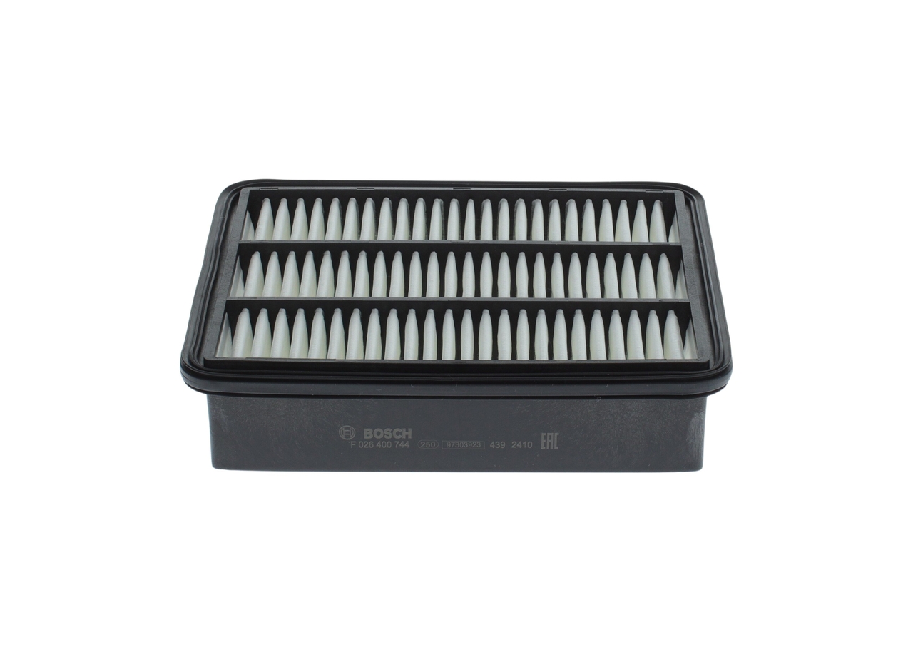 BOSCH Luftfilter f026400744 Filterindsats length_mm_203|Længde [mm]|250 width_mm_206|Bredde [mm]|202 height_mm_209|Højde [mm]|58 58mm for MAZDA