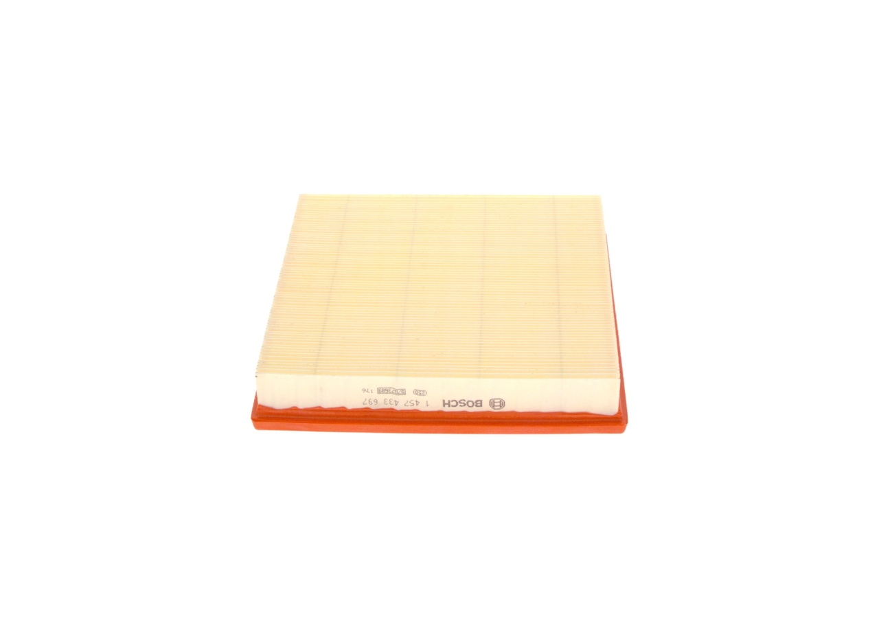 BOSCH Luftfilter 1457433697 Filterindsats length_mm_203|Længde [mm]|236 width_mm_206|Bredde [mm]|235 height_mm_209|Højde [mm]|42 quantity_563|Mængde|1