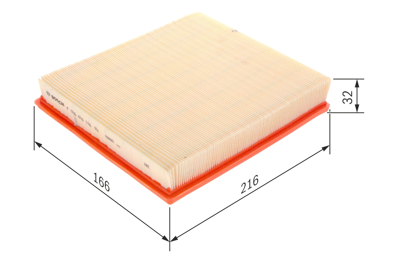 BOSCH Luftfilter f026400106 Filterindsats length_mm_203|Længde [mm]|270 width_mm_206|Bredde [mm]|250 height_mm_209|Højde [mm]|46 46mm for FORD