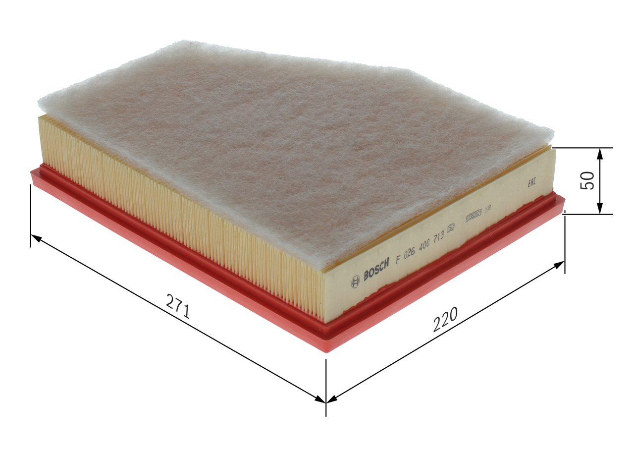 BOSCH Luftfilter f026400713 Filterindsats length_mm_203|Længde [mm]|273 width_mm_206|Bredde [mm]|219 height_mm_209|Højde [mm]|67 67mm for BMW