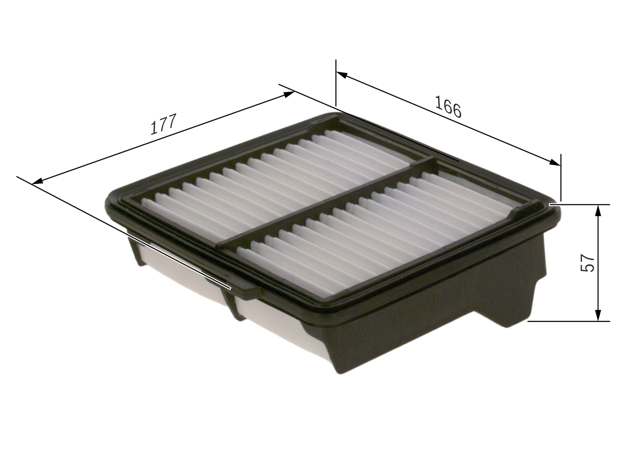 BOSCH Luftfilter f026400223 Filterindsats length_mm_203|Længde [mm]|168 width_mm_206|Bredde [mm]|180 height_mm_209|Højde [mm]|59 quantity_563|Mængde|1