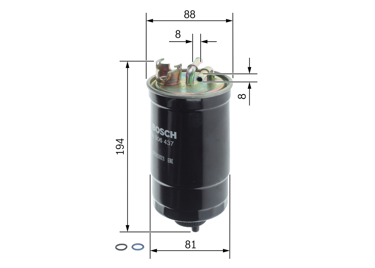 BOSCH Brændstof-filter 0 450 906 437 Lednings 198mm for SEAT VW