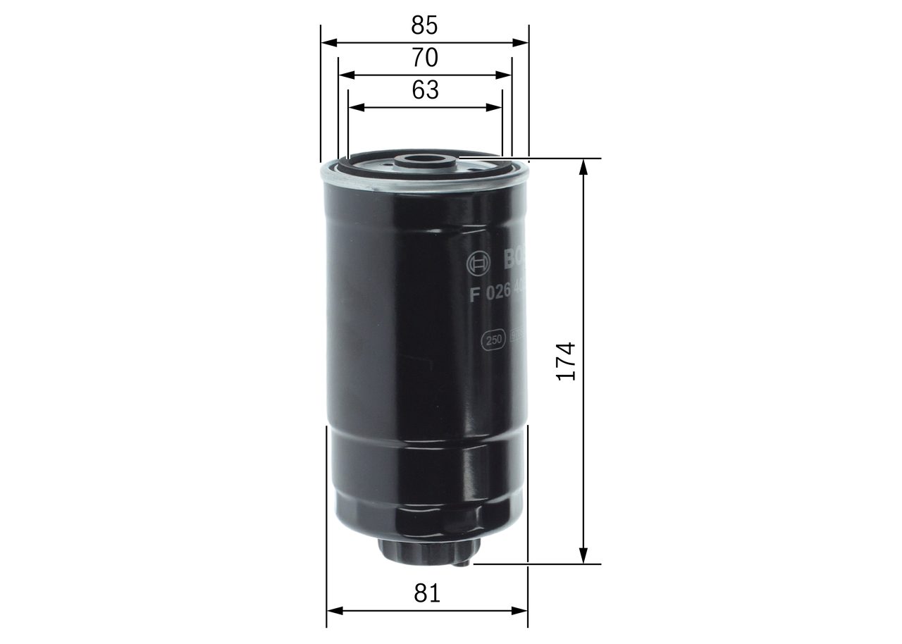 BOSCH Brændstof-filter f026402048 Påskruet 179mm for FIAT ALFA ROMEO LANCIA LDV VM