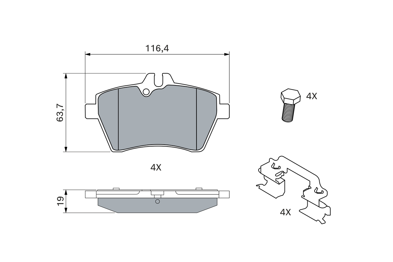 BOSCH Bremseklodser 0986494570 for MERCEDES-BENZ