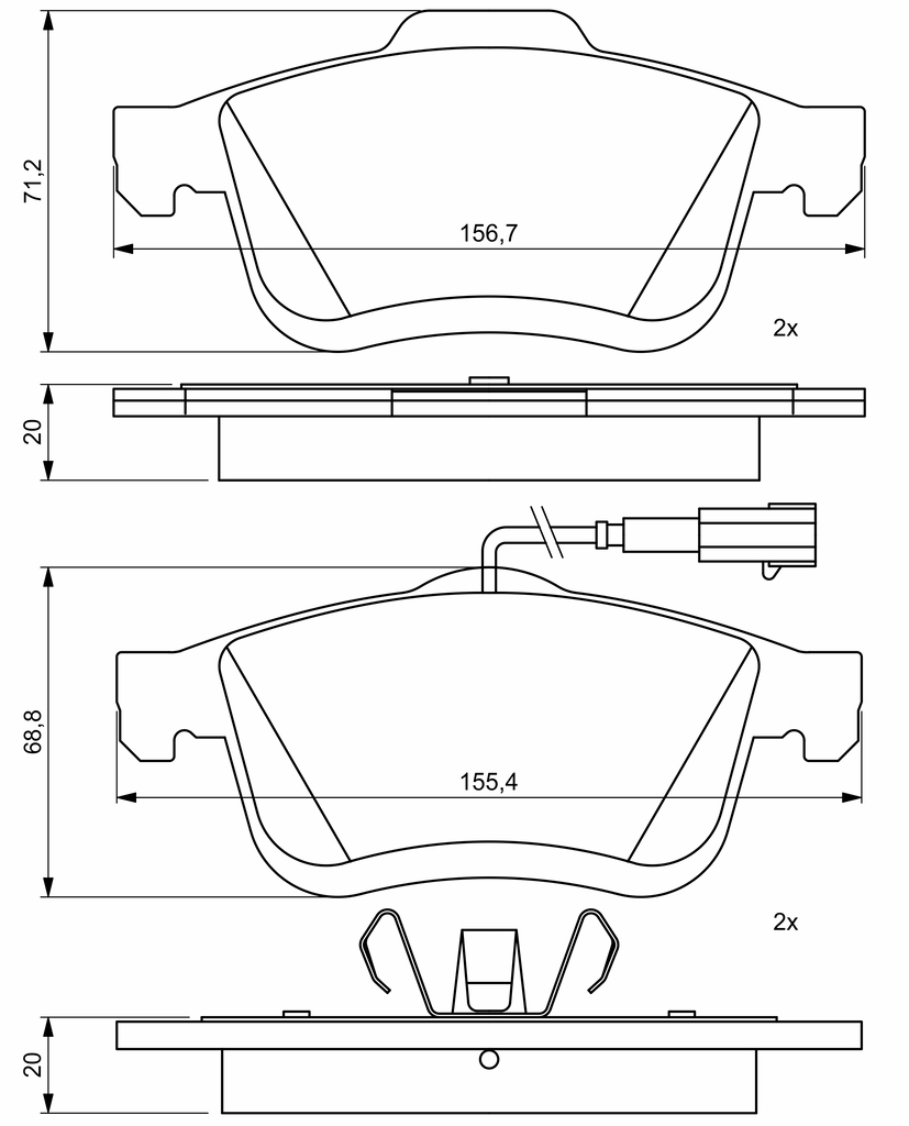 BOSCH Bremseklodser 0986494795 for OPEL FIAT LANCIA VAUXHALL