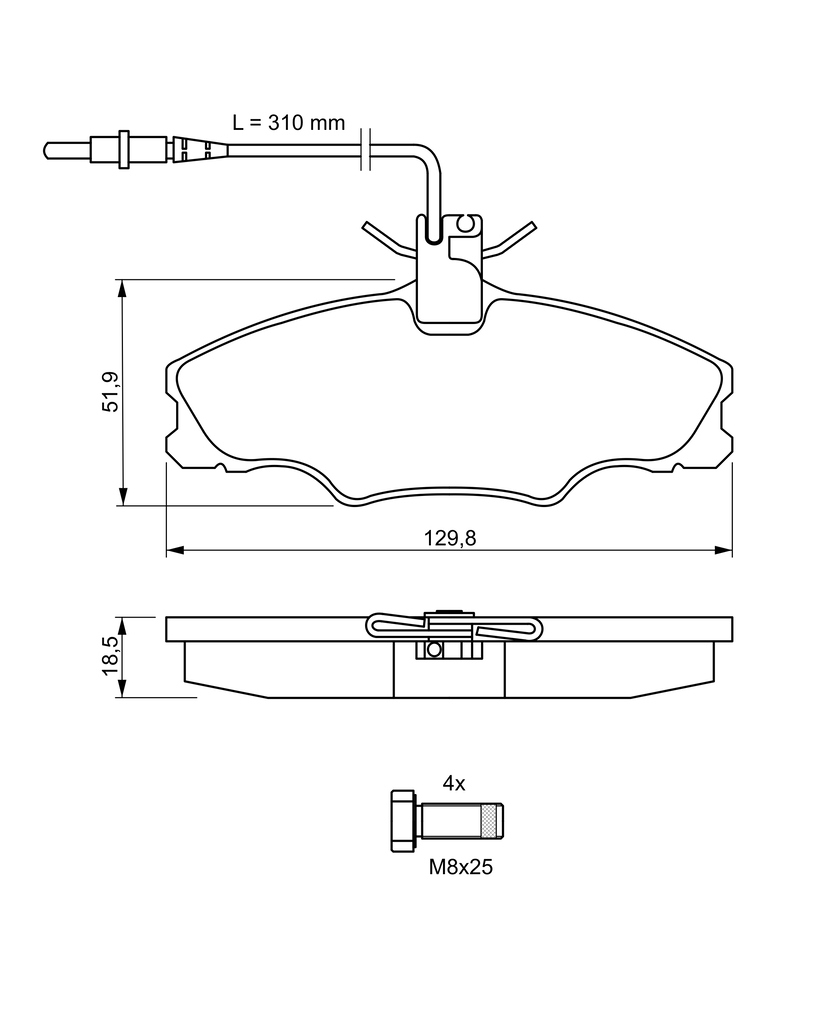 BOSCH Bremseklodser 0986424227 for PEUGEOT
