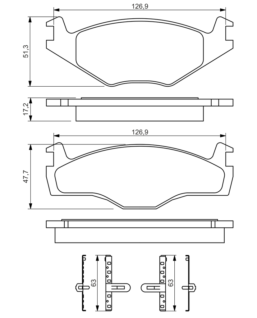 BOSCH Bremseklodser 0986494057 for VW