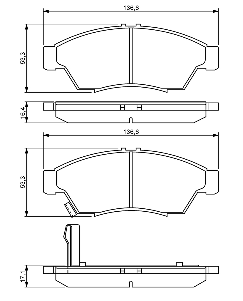 BOSCH Bremseklodser 0986494238 for SUZUKI