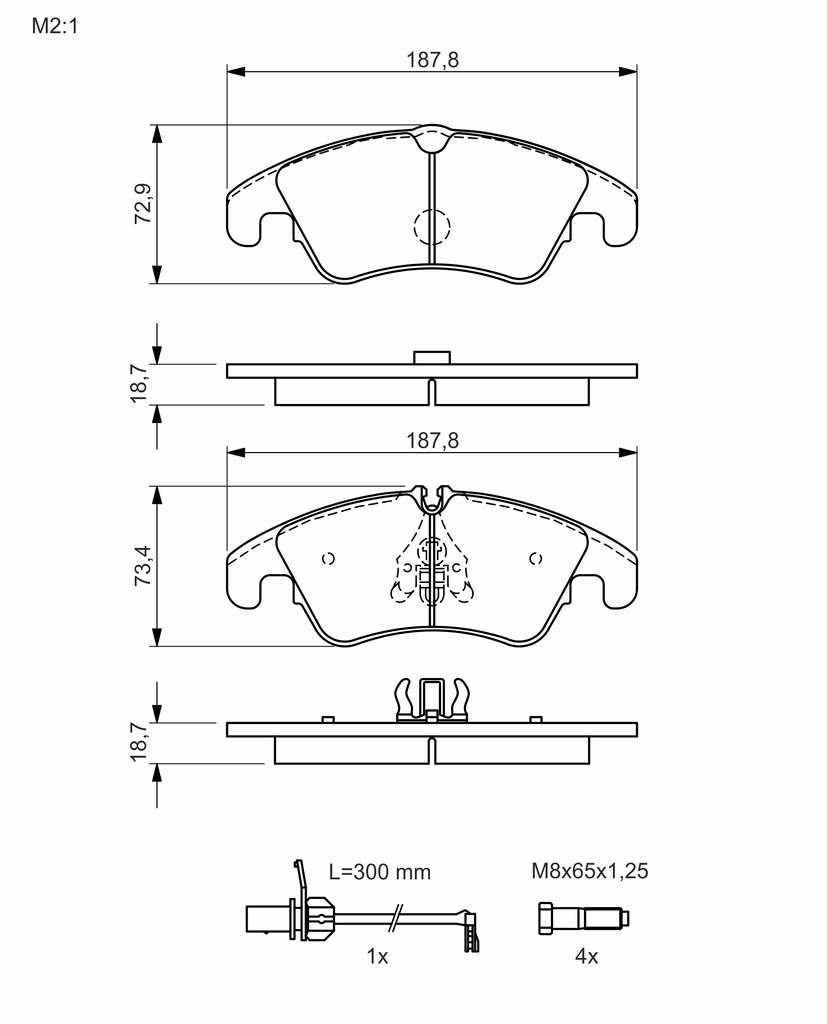 BOSCH Bremseklodser 0986494456 for FORD AUDI VW