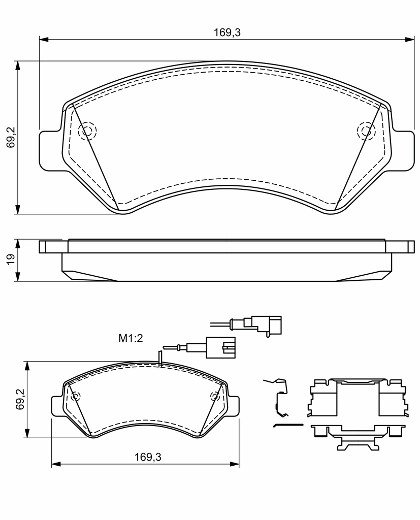 BOSCH Bremseklodser 0986494580 for PEUGEOT LANCIA FIAT