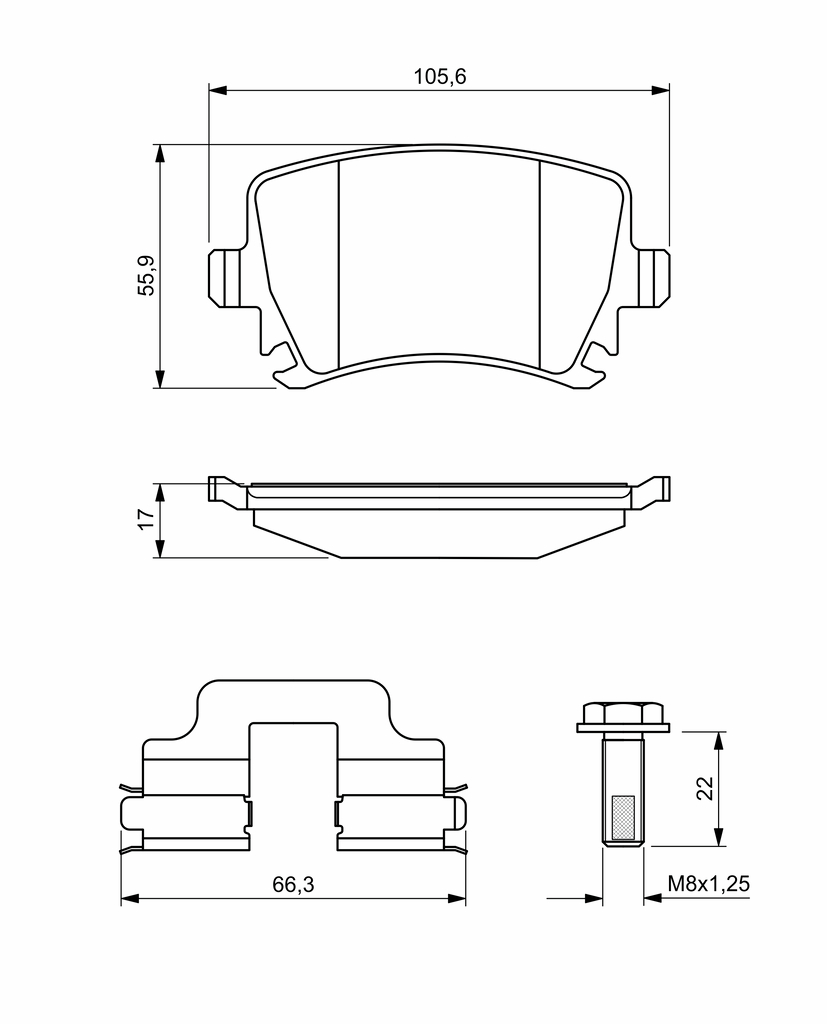 BOSCH Bremseklodser 0986494649 for VW