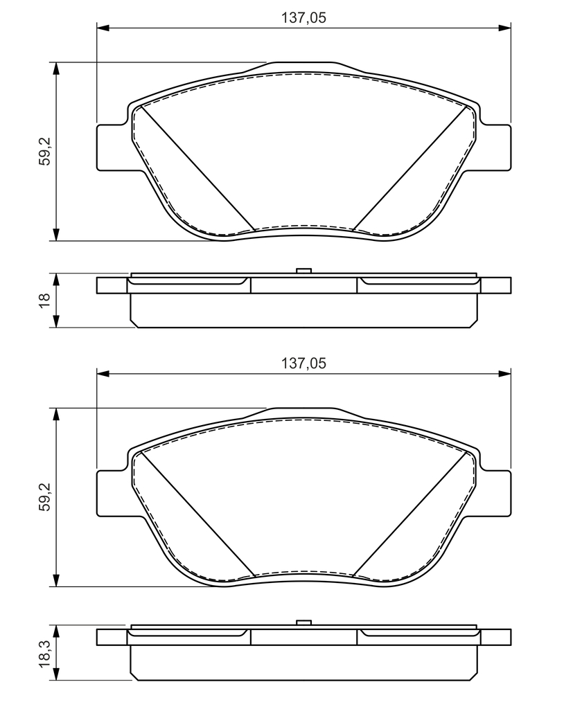 BOSCH Bremseklodser 0986494564 for PEUGEOT VAUXHALL