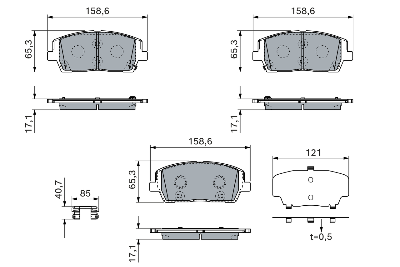 BOSCH Bremseklodser 0986460276 for KIA