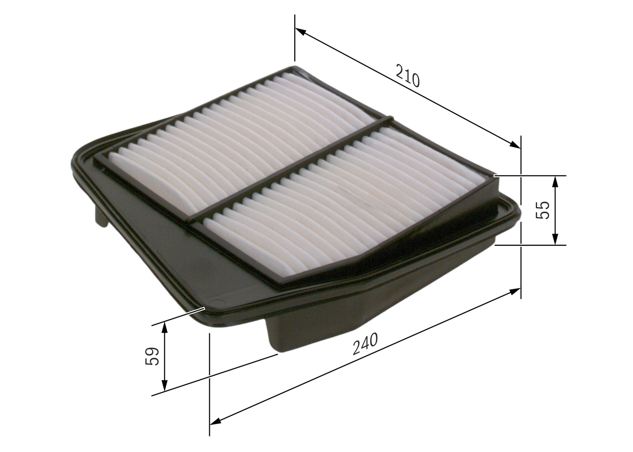 BOSCH Luftfilter f026400357 Filterindsats length_mm_203|Længde [mm]|238 width_mm_206|Bredde [mm]|211 height_mm_209|Højde [mm]|55 55mm for HONDA