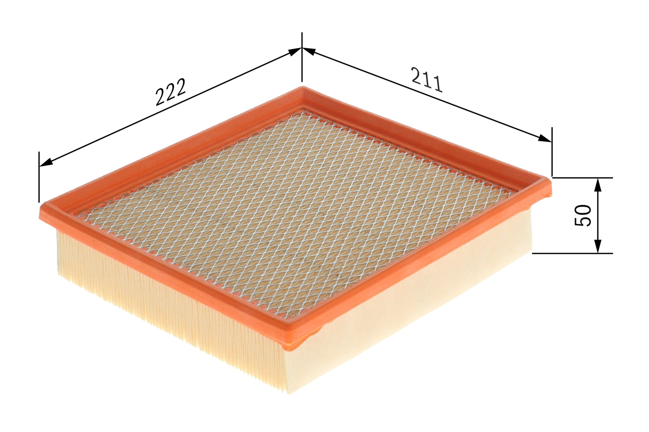 BOSCH Luftfilter f026400464 Filterindsats length_mm_203|Længde [mm]|212 width_mm_206|Bredde [mm]|223 height_mm_209|Højde [mm]|50 quantity_563|Mængde|1