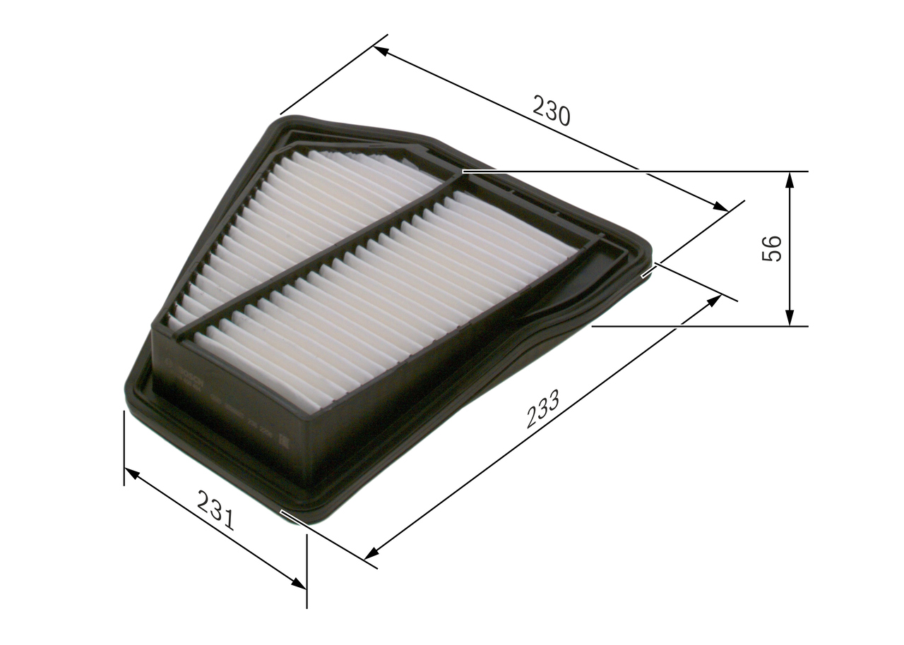 BOSCH Luftfilter f026400494 Filterindsats length_mm_203|Længde [mm]|236 width_mm_206|Bredde [mm]|231 height_mm_209|Højde [mm]|56 56mm for HONDA