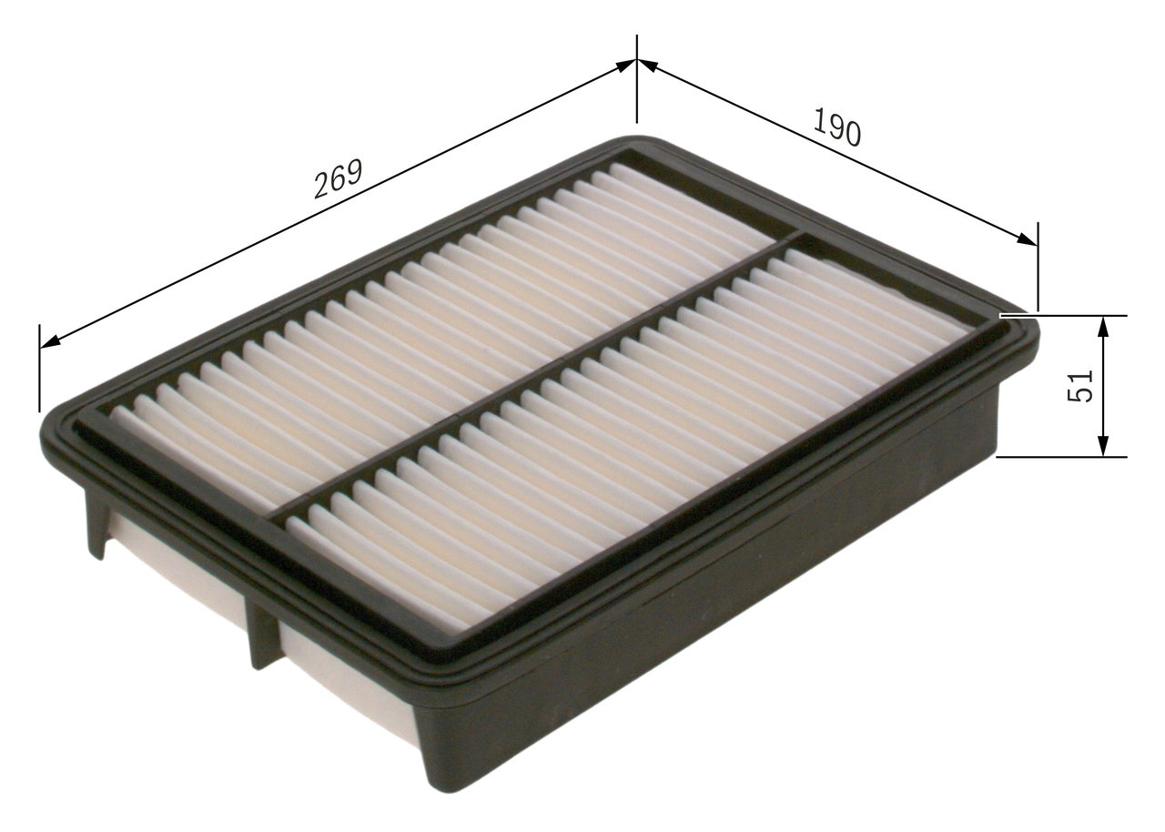 BOSCH Luftfilter f026400530 Filterindsats length_mm_203|Længde [mm]|269 width_mm_206|Bredde [mm]|190 height_mm_209|Højde [mm]|51 quantity_563|Mængde|1