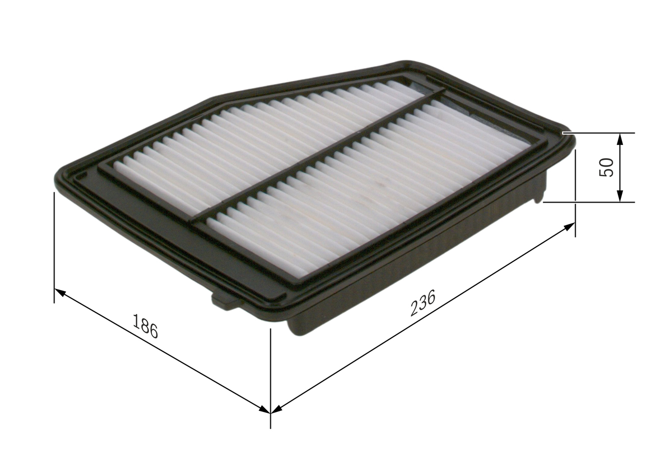 BOSCH Luftfilter f026400412 Filterindsats length_mm_203|Længde [mm]|246 width_mm_206|Bredde [mm]|186 height_mm_209|Højde [mm]|50 quantity_563|Mængde|1