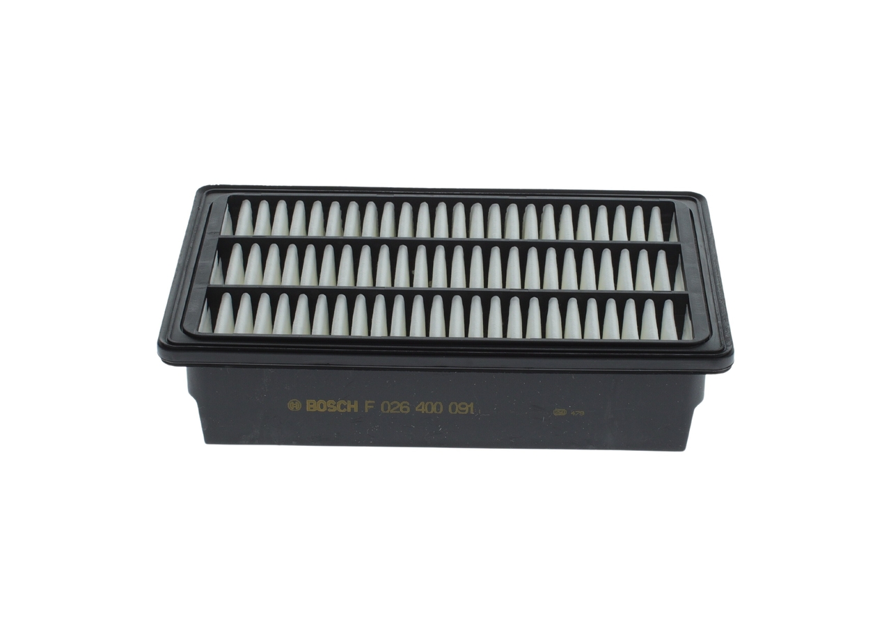 BOSCH Luftfilter f026400091 Filterindsats length_mm_203|Længde [mm]|270 width_mm_206|Bredde [mm]|174 height_mm_209|Højde [mm]|60 60mm for GURGEL HYUN