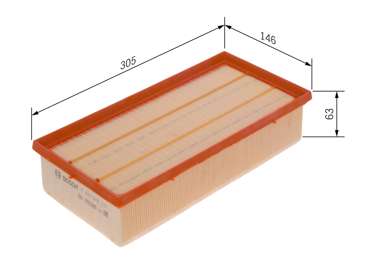 BOSCH Luftfilter f026400121 Filterindsats length_mm_203|Længde [mm]|303 width_mm_206|Bredde [mm]|146 height_mm_209|Højde [mm]|85 85mm for TOYOTA