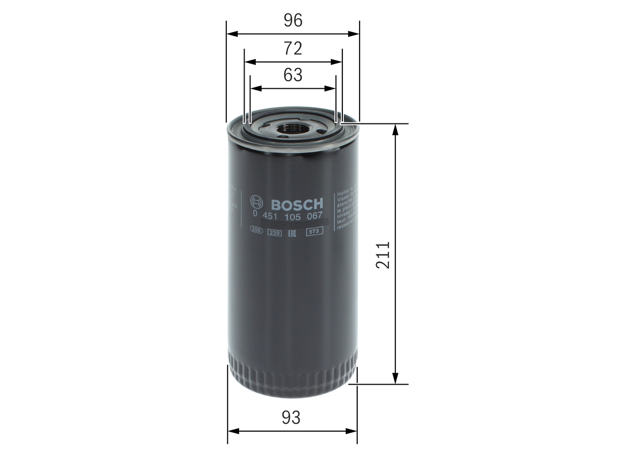 BOSCH 0 451 105 067 93mm for DAF FIAT IVECO VOLVO VW VM FORD CHEVROLET GMC ENGESA MITSUBISHI BMW MAN MERCEDES-BENZ RENAULT STEYR MWM STA