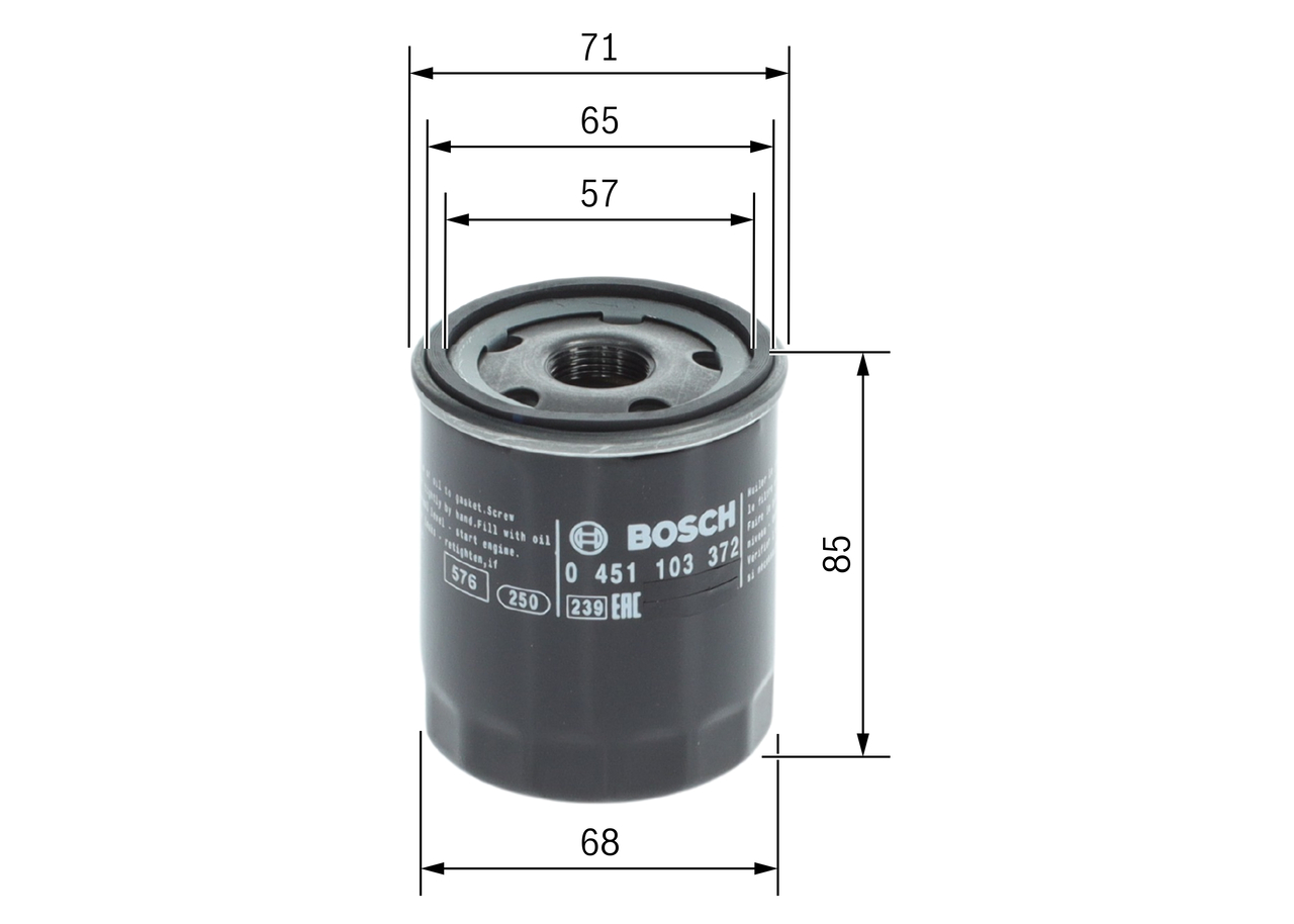 BOSCH Oliefilter 0451103372 Påskruet 85mm M 20 x 1,5 for MERCEDES-BENZ MITSUBISHI