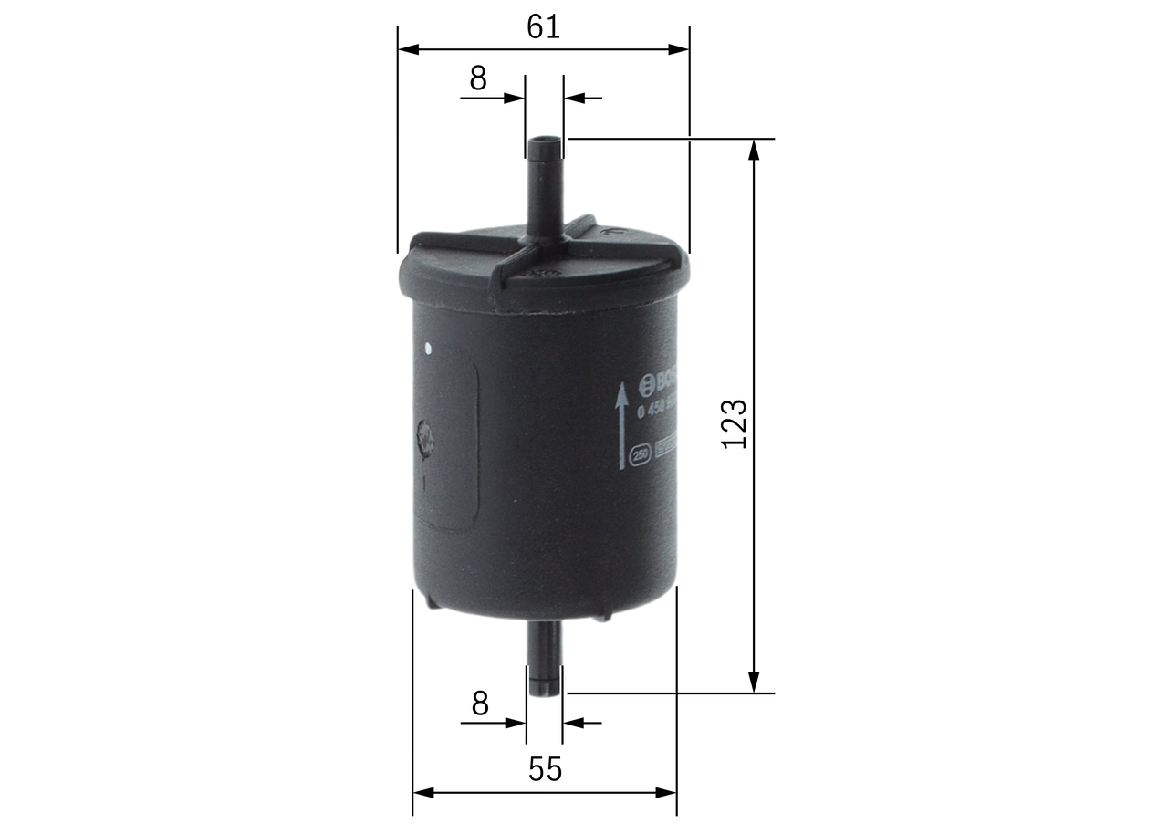 BOSCH Brændstof-filter 0450902151 Lednings 123mm for AUTOBIANCHI LANCIA FIAT RENAULT DACIA