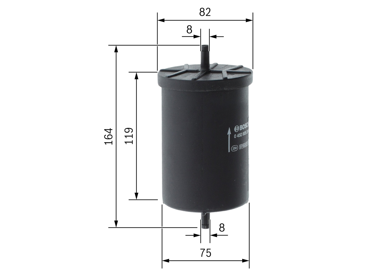 BOSCH Brændstof-filter 0450905264 Lednings 164,4mm for GMC ZASTAVA FIAT VW CHRYSLER PEUGEOT MERCEDES-BENZ NISSAN RENAULT ROVER