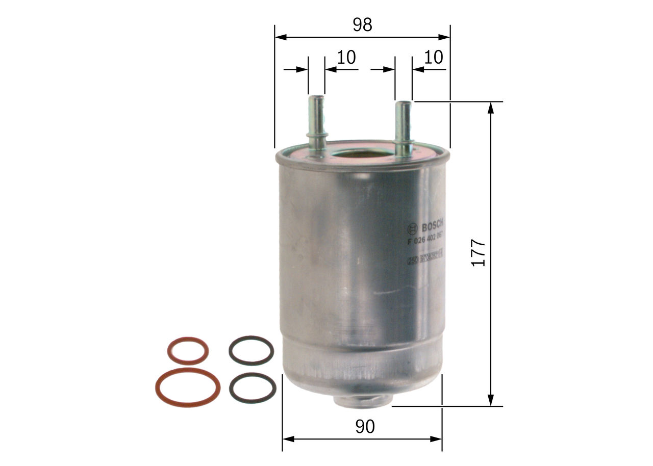 BOSCH Brændstof-filter F 026 402 067 Lednings 177mm for RENAULT SUZUKI