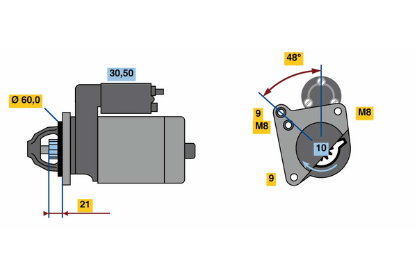 BOSCH Starter 0986021970 for STEYR CITROËN MINI BMW DS PEUGEOT