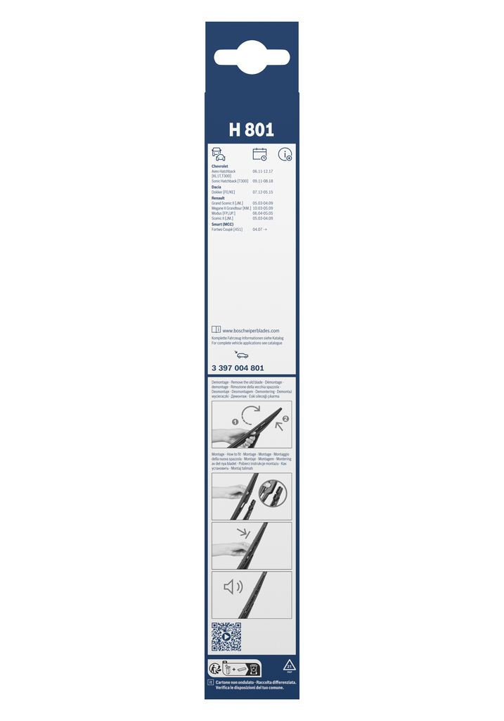 BOSCH Viskerblad 3397004801 for CHEVROLET MERCEDES-BENZ DACIA RENAULT