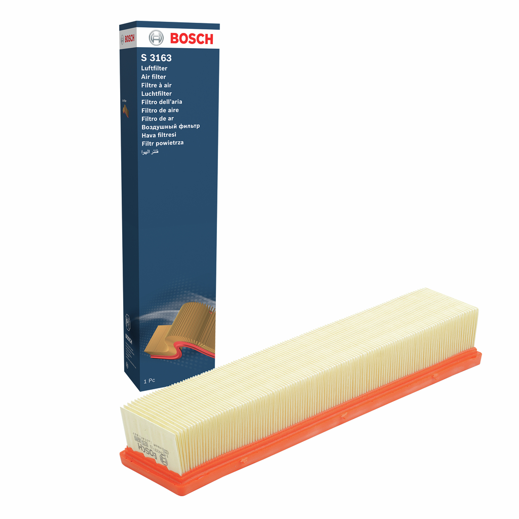 BOSCH Luftfilter 1457433163 Filterindsats length_mm_203|Længde [mm]|376 width_mm_206|Bredde [mm]|83 height_mm_209|Højde [mm]|58 quantity_563|Mængde|1