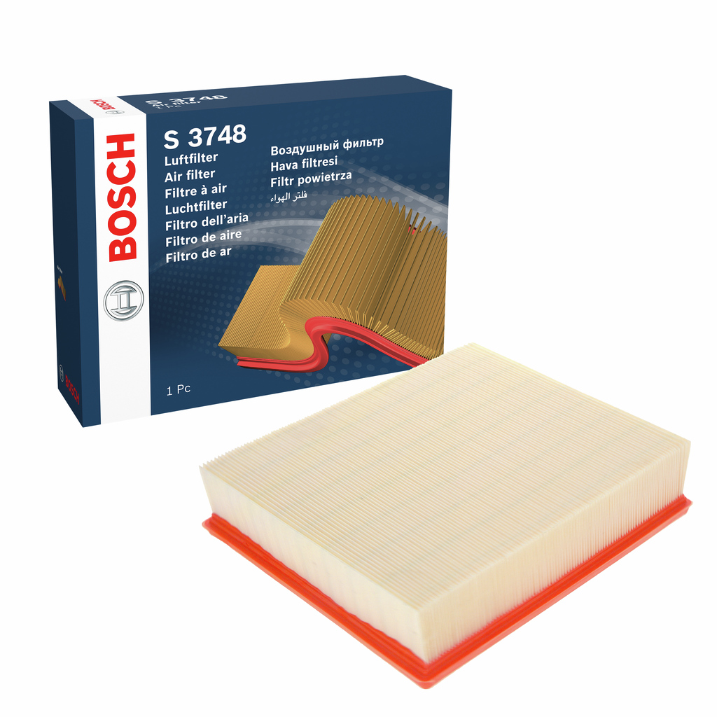 BOSCH Luftfilter 1 457 433 748 Filterindsats length_mm_203|Længde [mm]|315 width_mm_206|Bredde [mm]|277 height_mm_209|Højde [mm]|70 quantity_563|Mængd