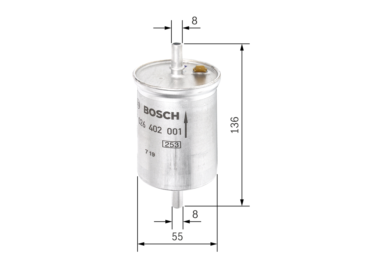 BOSCH Brændstof-filter F 026 402 001 Lednings 137mm for MERCEDES-BENZ SMART