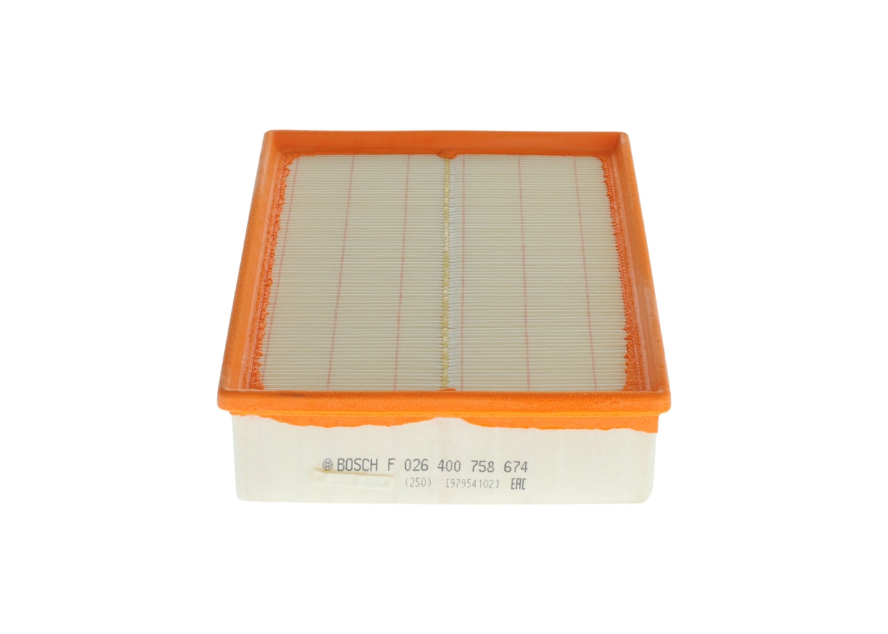 BOSCH Luftfilter f026400758 Filterindsats length_mm_203|Længde [mm]|291 width_mm_206|Bredde [mm]|202 height_mm_209|Højde [mm]|79 79mm for GMC ROVER N