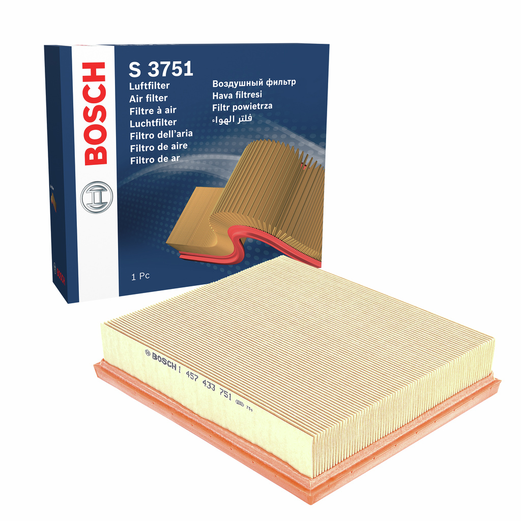 BOSCH Luftfilter 1457433751 Filterindsats length_mm_203|Længde [mm]|235 width_mm_206|Bredde [mm]|201 height_mm_209|Højde [mm]|46 46mm for MERCEDES-BE