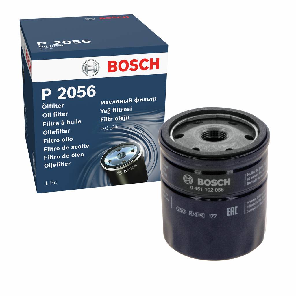 BOSCH Oliefilter 0451102056 Påskruet 87mm 3/4 16 UNF for OPEL VAUXHALL DAF GMC INNOCENTI CHEVROLET ROVER STEYR STANDARD AUTOMOBILE REO