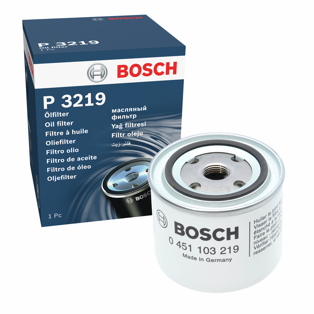 BOSCH Oliefilter 0451103219 Påskruet 85mm 3/4 16 UNF for VOLVO OPEL VAUXHALL DAF SAAB GMC LANCIA TOYOTA BLMC