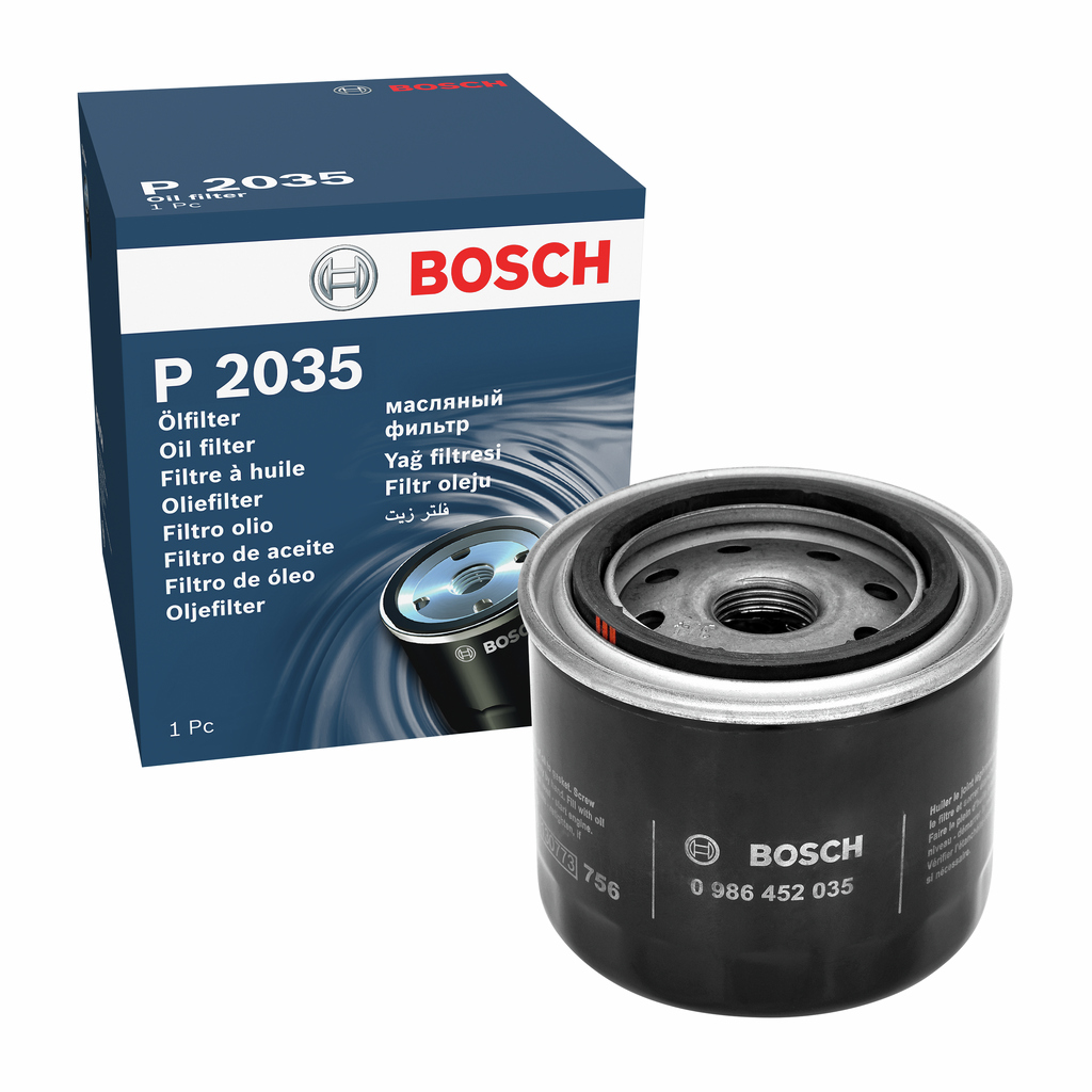BOSCH Oliefilter 0 986 452 035 Påskruet 102mm 3/4 16 UNF-2B for FORD OPEL NISSAN TOYOTA