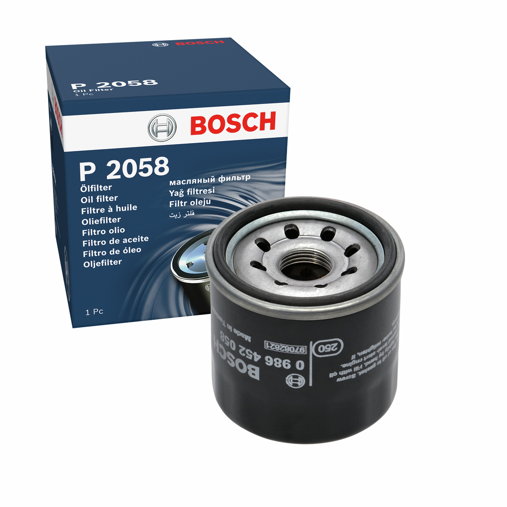 BOSCH Oliefilter 0986452058 Påskruet 90mm 3/4 16 UNF-2B for PIAGGIO OPEL DAEWOO VAUXHALL DAIHATSU TOYOTA SUZUKI MAZDA CHERY CF MOTO NISSAN CHEVROLET