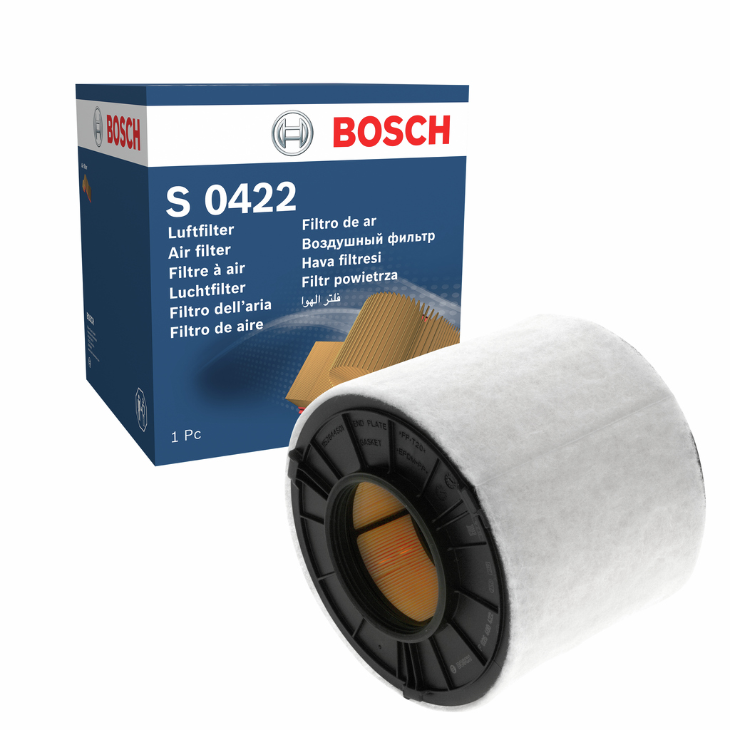 BOSCH Luftfilter f026400422 Filterindsats outer_diameter_mm_497|Yderdiameter [mm]|169,4 height_mm_209|Højde [mm]|155 155mm for VW